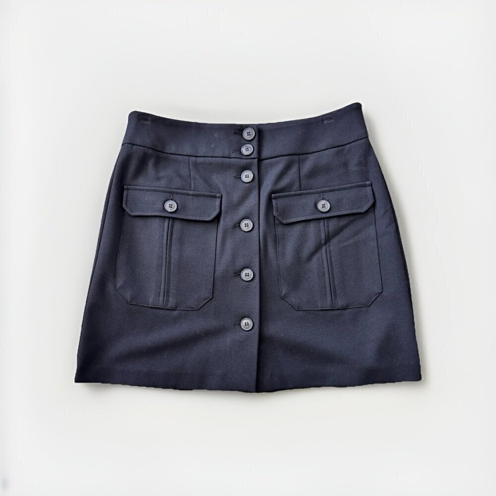 Next Mini Skirt Button Up Pocket Size Medium Black Preppy Office
